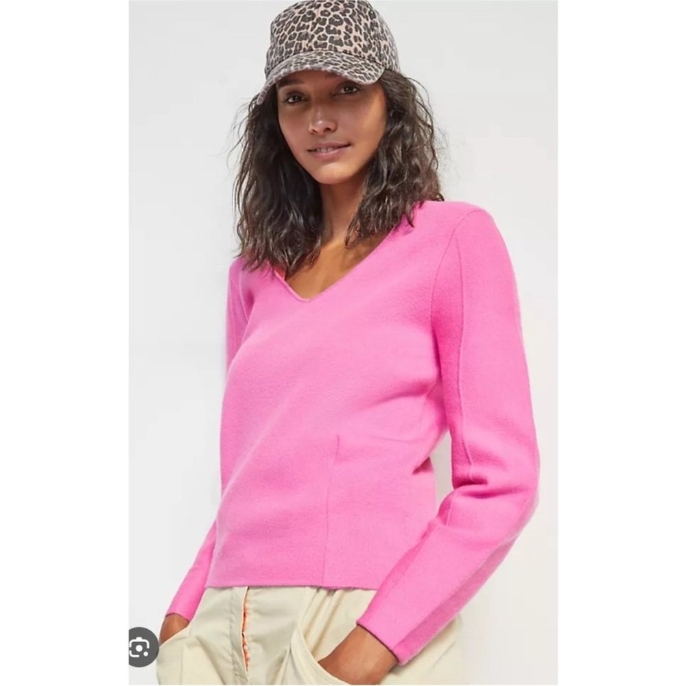 Anthropologie Maeve Lupita V-Neck Pink Sweater Size Medium